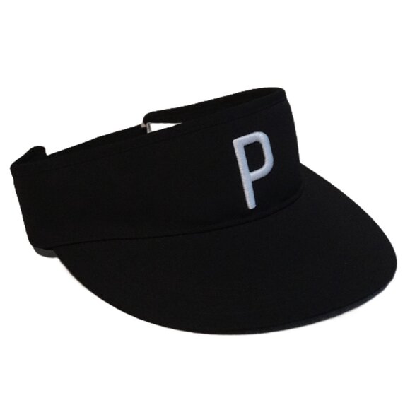 Puma Black Visor with White Embroidered P Front Padded Band Men’s OSFM - Picture 1 of 9